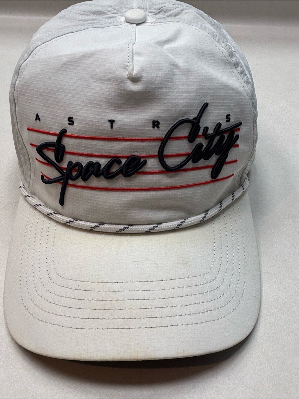 Space City Embroidered Rope Baseball Cap - White
